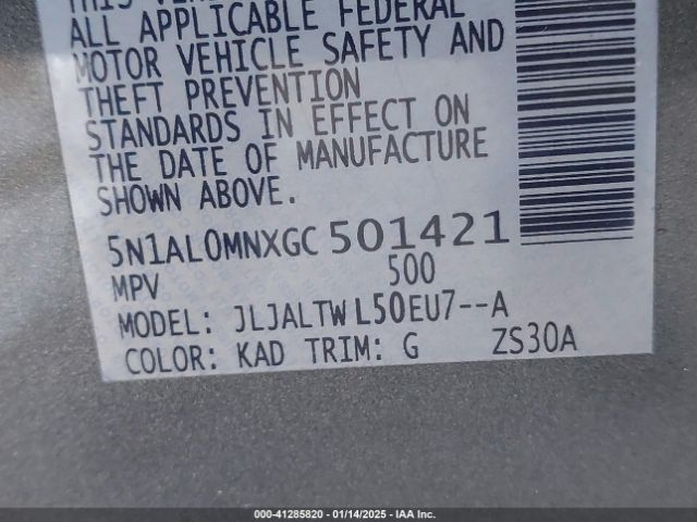 5N1AL0MNXGC501421 Infiniti QX60