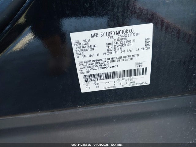 1FM5K7F83HGC23637 Ford Explorer Limited