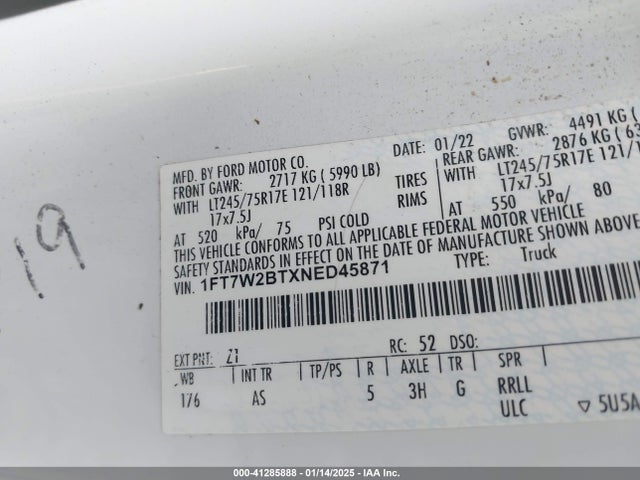 Ford F-250 Xl 2022 1FT7W2BTXNED45871 Image 9