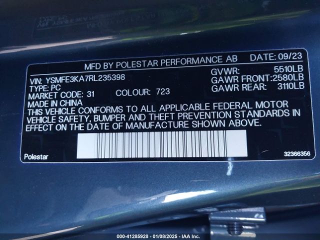 YSMFE3KA7RL235398 Polestar 2 Long Range Single Motor/long Range Single Motor Plus