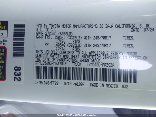 Toyota Tacoma Sr5 2024 3TMLB5JN3RM037049 Image 9