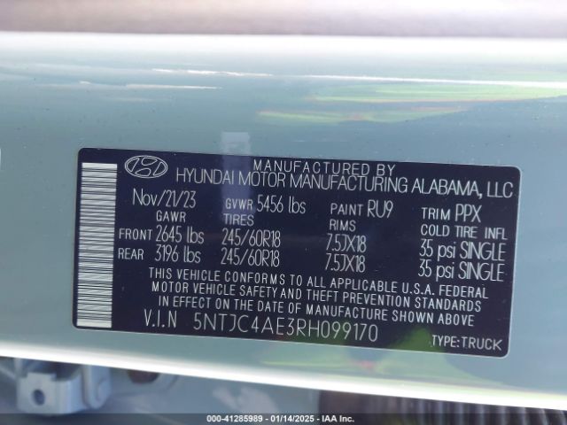5NTJC4AE3RH099170 Hyundai Santa Cruz Sel
