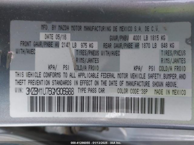 3MZBM1U76GM306988 Mazda Mazda3 I Sport