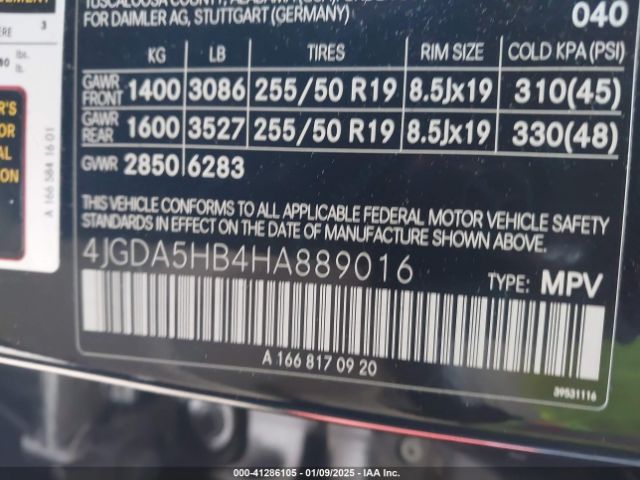4JGDA5HB4HA889016 Mercedes-Benz Gle 350 4matic