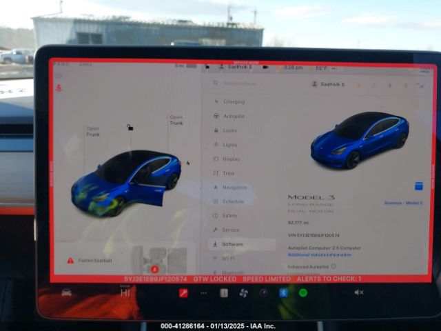 5YJ3E1EB9JF120574 Tesla Model 3 Long Range/performance