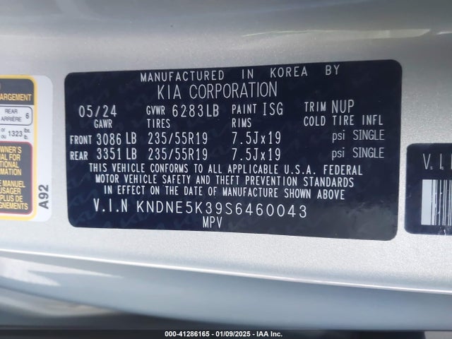 Продаж на аукціоні авто 2025 Kia Carnival Mpv Sx, vin: KNDNE5K39S6460043, номер лоту: 41286165