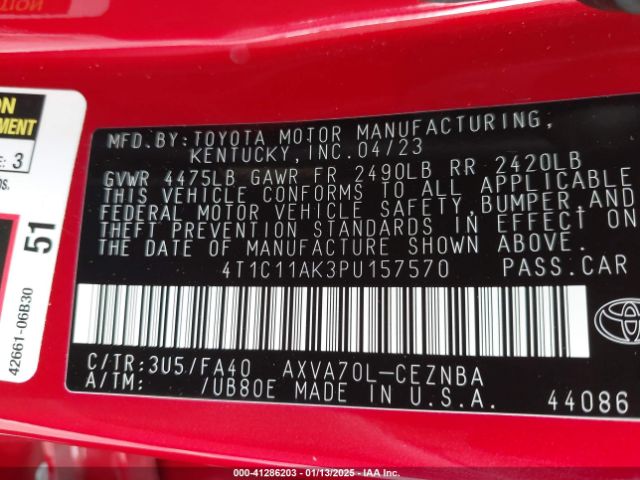 4T1C11AK3PU157570 Toyota CAMRY LE