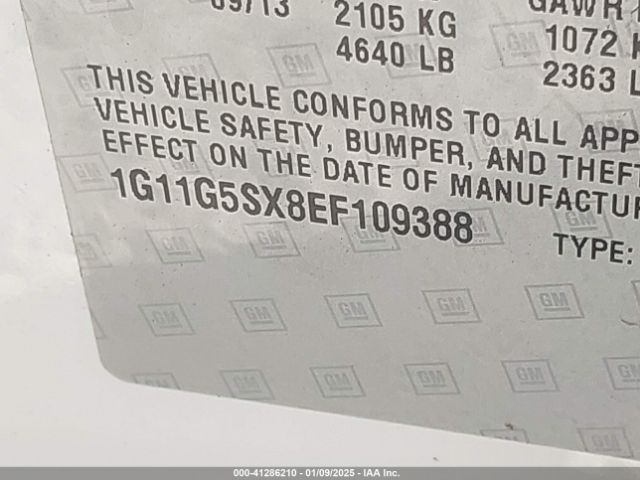 1G11G5SX8EF109388 Chevrolet Malibu 3lt