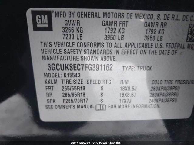 Chevrolet Silverado 1500 2lz 2015 3GCUKSEC7FG391162 Image 9