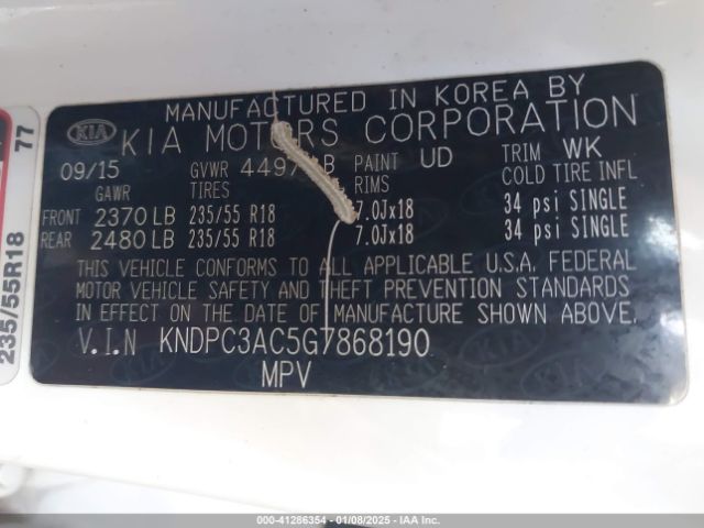 KNDPC3AC5G7868190 KIA Sportage Ex