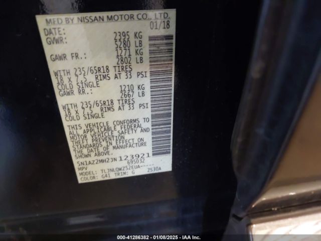 5N1AZ2MH2JN123921 Nissan MURANO SV