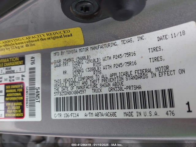 Toyota Tacoma Sr5 2019 5TFBZ5DN8KX004597 Image 9