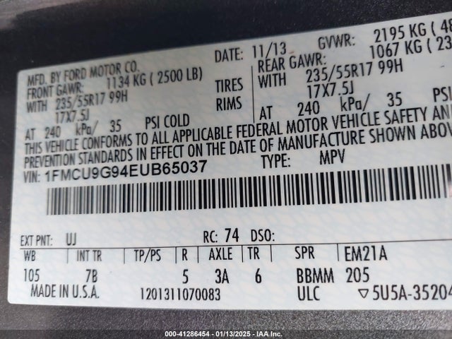 Ford ESCAPE SE 2014 1FMCU9G94EUB65037 Image 9