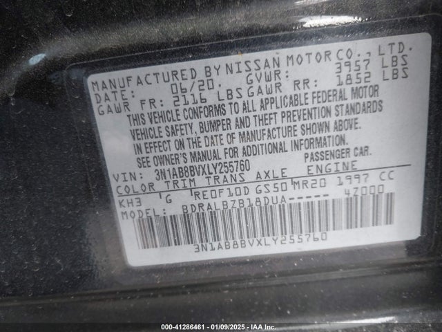 Nissan Sentra S Xtronic Cvt 2020 3N1AB8BVXLY255760 Image 9