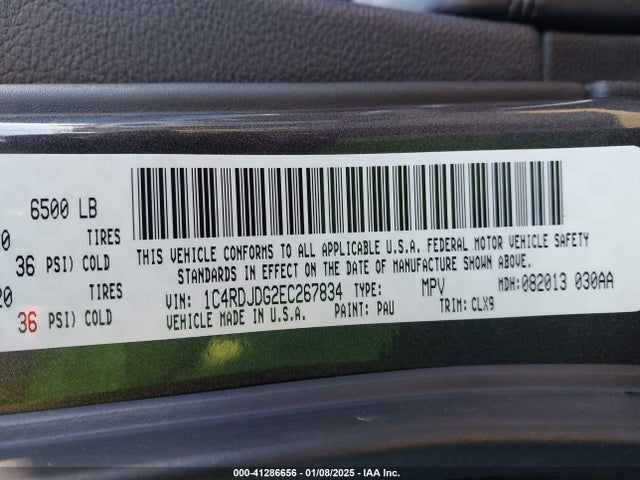 Dodge DURANGO LIMITED 2014 1C4RDJDG2EC267834 Image 9