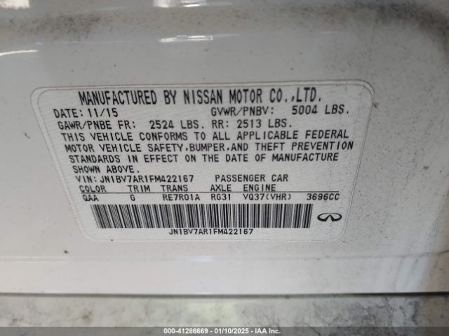 JN1BV7AR1FM422167 Infiniti Q50 Premium