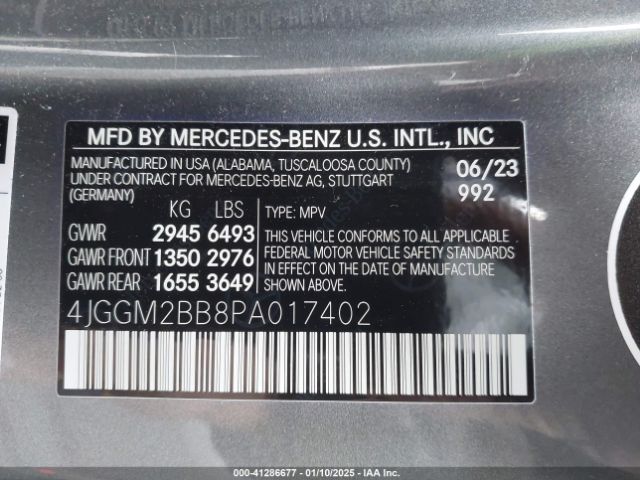 4JGGM2BB8PA017402 Mercedes-Benz Eqe 350+ Suv