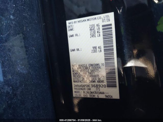 1N4AA6AP5HC368920 Nissan Maxima 3.5 S