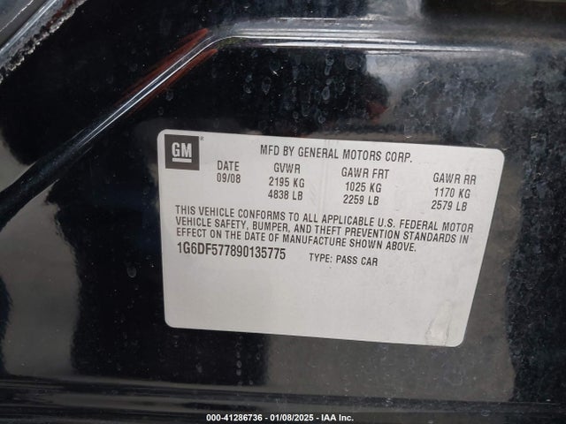 2009 CADILLAC CTS 1G6DF577890135775 Photo 8