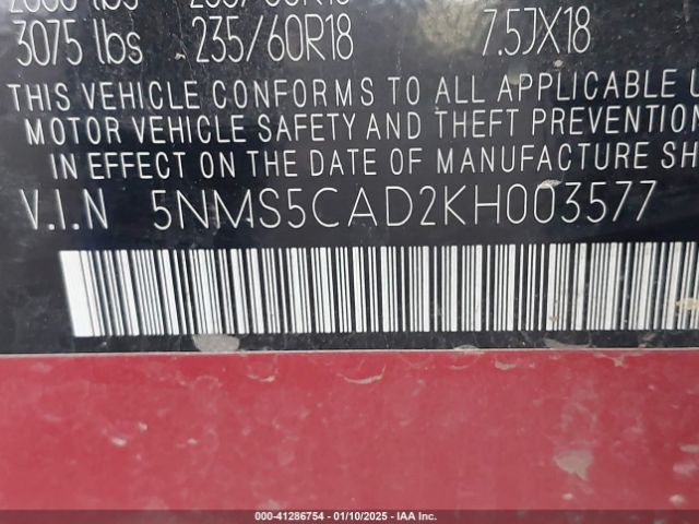 5NMS5CAD2KH003577 Hyundai Santa Fe Ultimate
