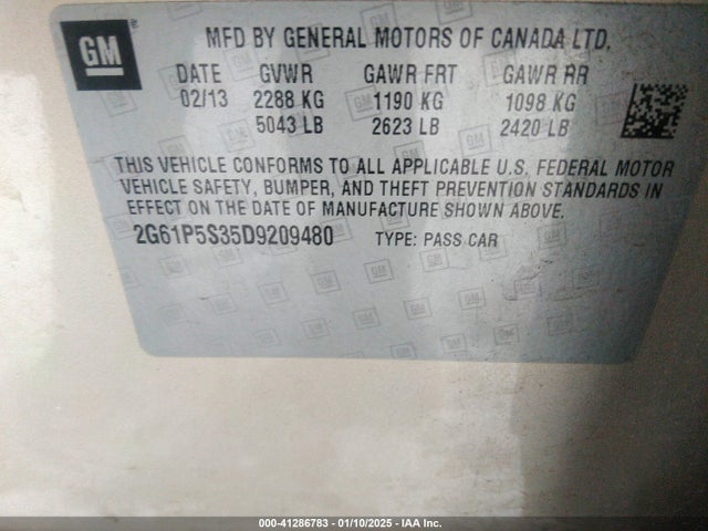 2013 CADILLAC XTS 2G61P5S35D9209480 Photo 8