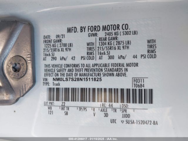 NM0LS7S28N1511825 Ford Transit Connect Xl Cargo Van