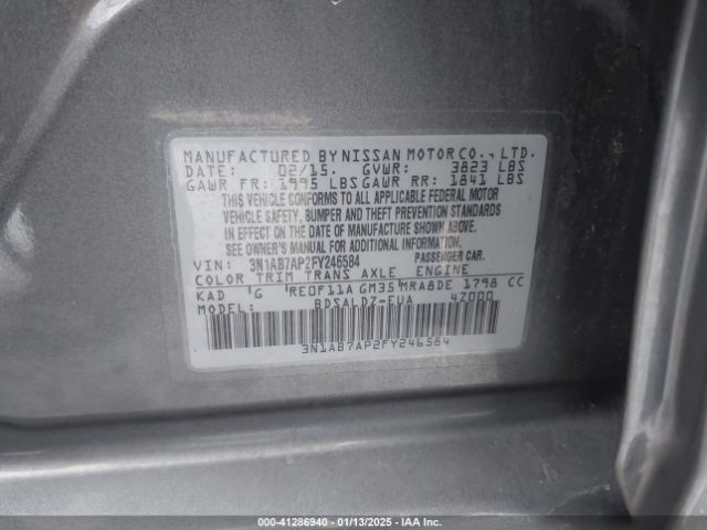 3N1AB7AP2FY246584 Nissan Sentra Fe+ S/s/sl/sr/sv