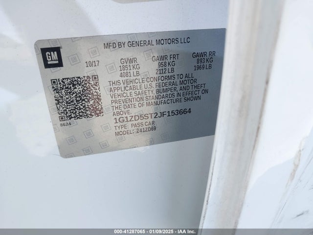 1G1ZD5ST2JF153664 Chevrolet MALIBU LT