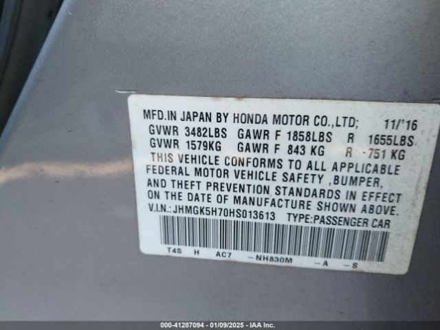 JHMGK5H70HS013613 Honda FIT EX