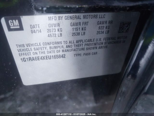 1G1RA6E4XEU165842 Chevrolet Volt