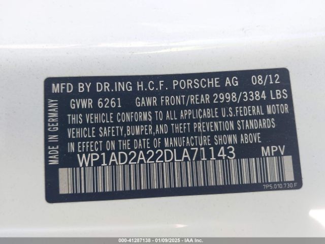 2013 PORSCHE CAYENNE WP1AD2A22DLA71143 Photo 8