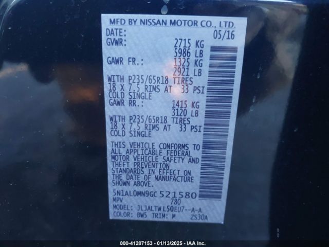 5N1AL0MN9GC521580 Infiniti QX60
