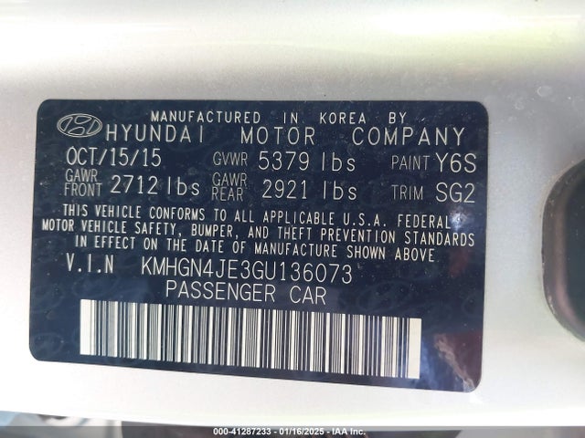 Hyundai Genesis 3.8 2016 KMHGN4JE3GU136073 Image 9