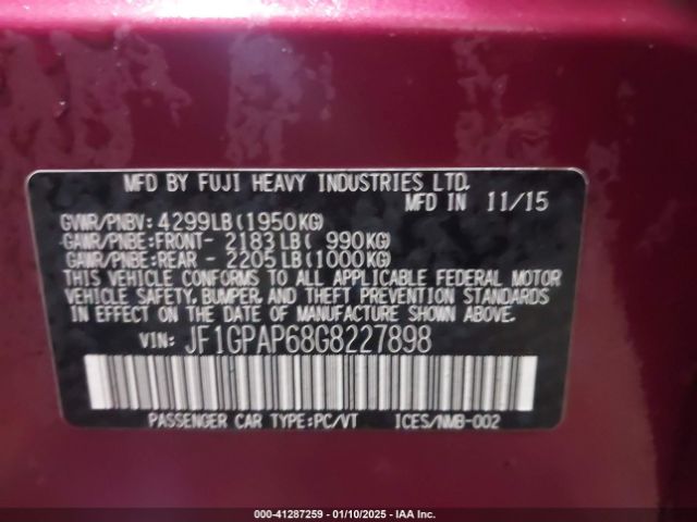 JF1GPAP68G8227898 Subaru Impreza 2.0i Sport Premium