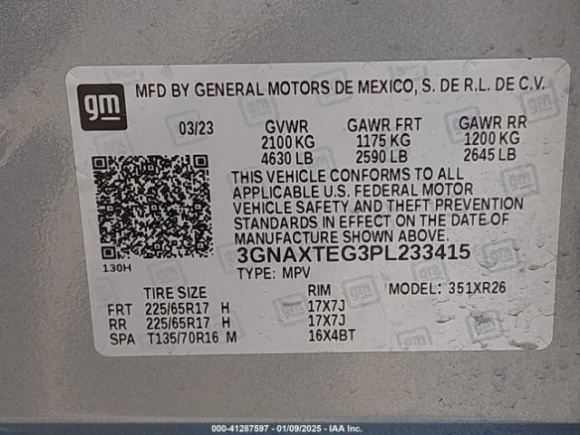 3GNAXTEG3PL233415 Chevrolet Equinox Awd 2fl