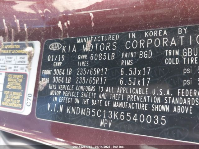 KNDMB5C13K6540035 KIA SEDONA LX