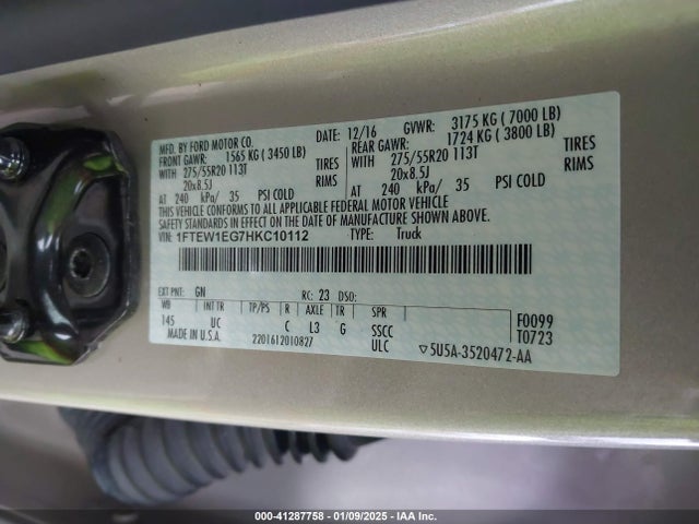 Ford F-150 Xlt 2017 1FTEW1EG7HKC10112 Image 9
