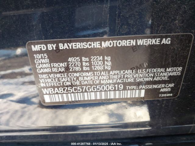 WBA8Z5C57GG500619 BMW 328 Xigt Sulev
