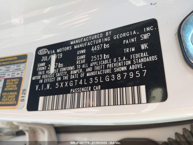 KIA Optima Lx 2020 5XXGT4L35LG387957 Image 9