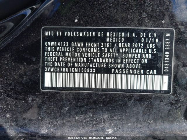 3VWCB7BU1KM155833 Volkswagen Jetta 1.4t R-line/1.4t S/1.4t Se