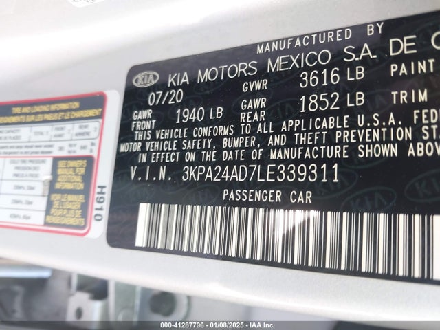 KIA RIO LX 2020 3KPA24AD7LE339311 Image 9