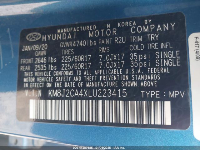 KM8J2CA4XLU223415 Hyundai TUCSON SE