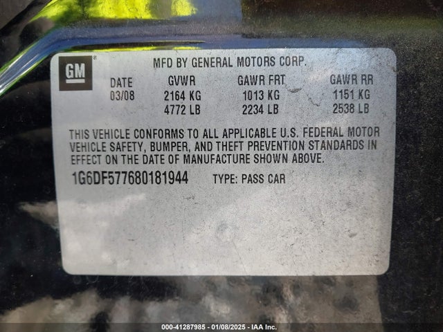 2008 CADILLAC CTS 1G6DF577680181944 Photo 8