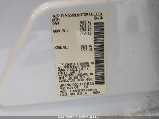 Nissan Leaf Sl 2016 1N4BZ0CP2GC310818 Image 9