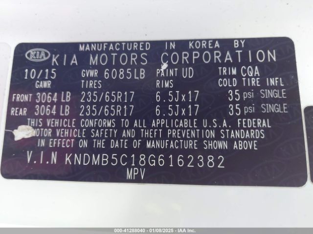 KNDMB5C18G6162382 KIA SEDONA LX