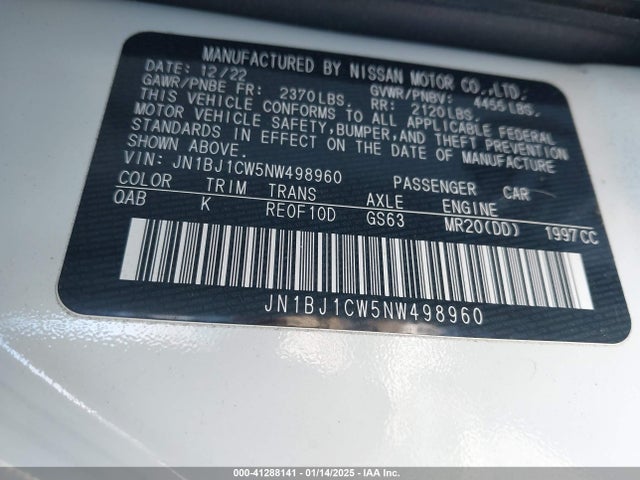 JN1BJ1CW5NW498960 Nissan Rogue Sport Sl Awd Xtronic Cvt