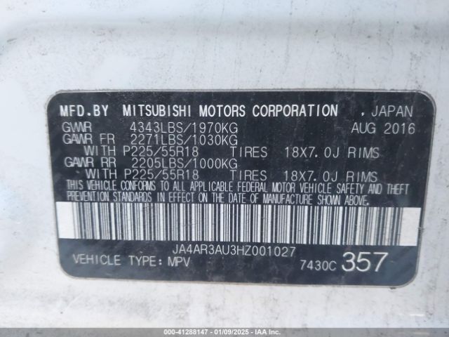 2017 MITSUBISHI OUTLANDER SPORT JA4AR3AU3HZ001027 Photo 8
