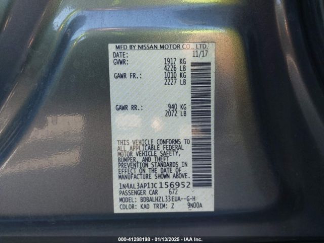 1N4AL3AP1JC156952 Nissan Altima 2.5 Sr