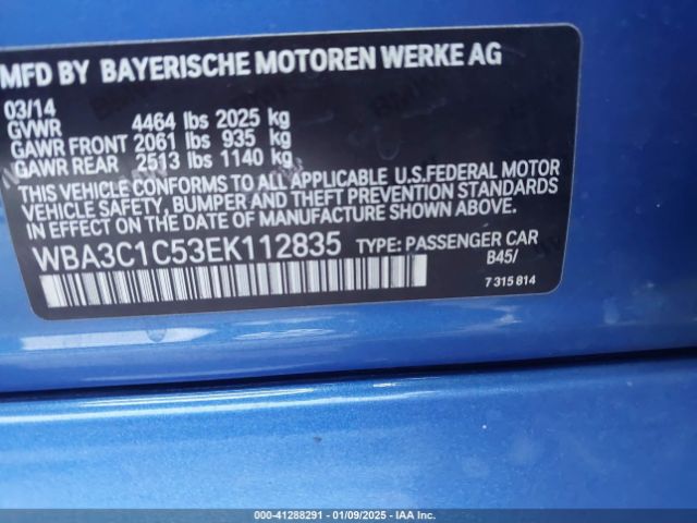 WBA3C1C53EK112835 BMW 328I