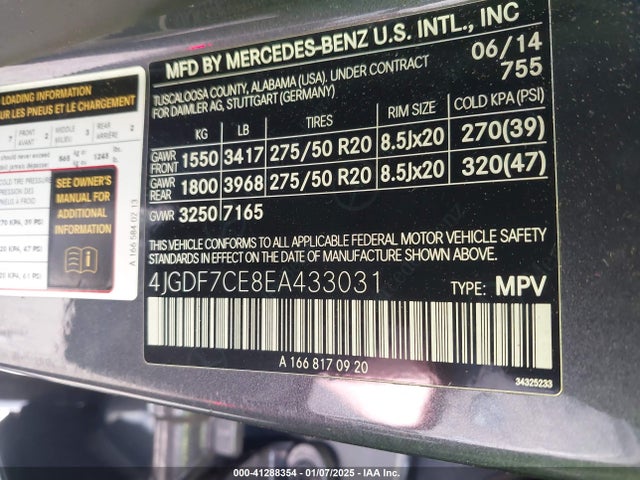 4JGDF7CE8EA433031 Mercedes-Benz Gl 450 4matic